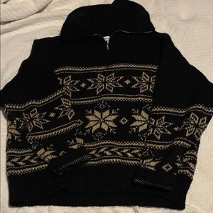 Grey Bandit Black and Cream Snowflake Sweater